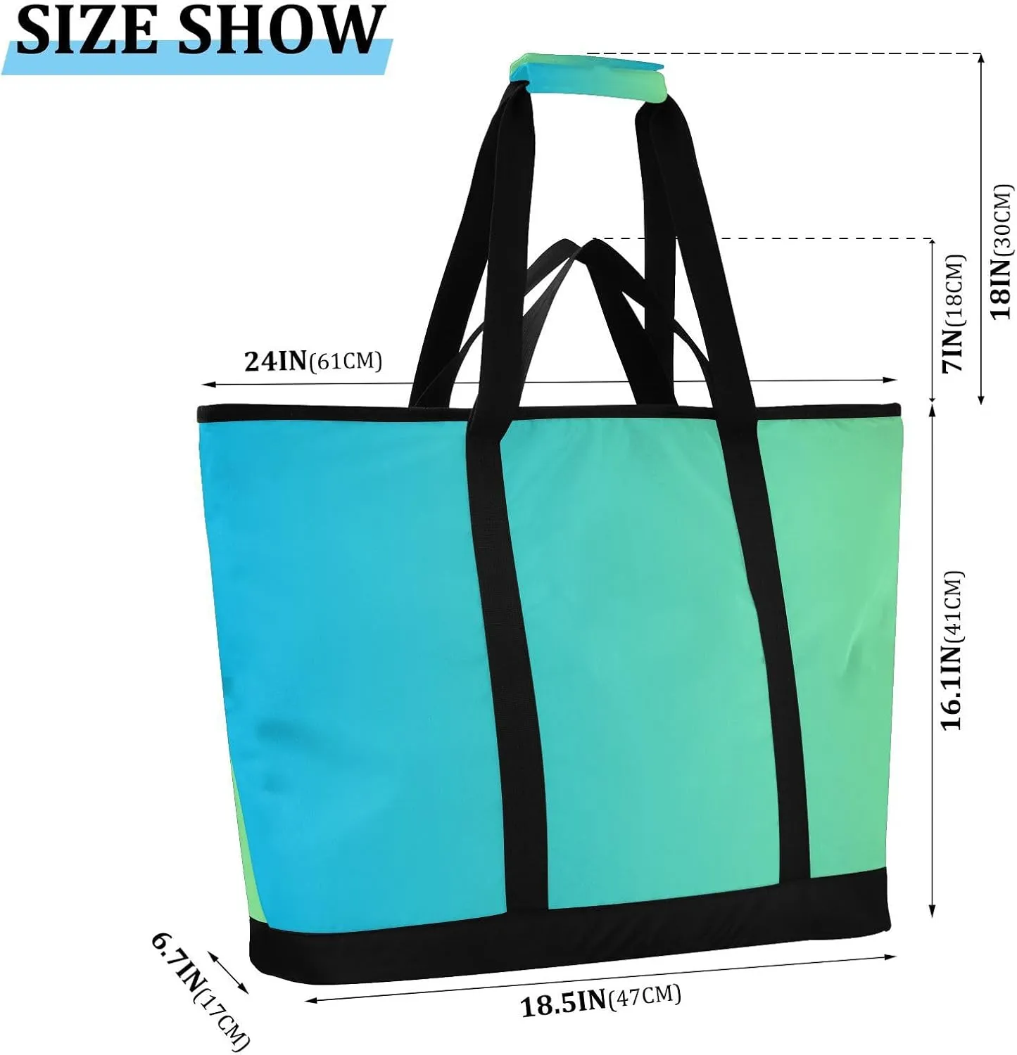 Gradients Tote Bag for Women with Zipper Reusable Grocery Bags Insulated Cooler Bag Shopping Bags Handbags Totes