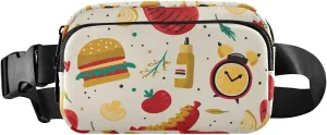Hamburger Foods Beige Fanny Pack for Women Men Crossbody Belt Bag Fashion Waist Packs Purse with Adjustable Strap Dupes for Outdoors Shopping Traveling
