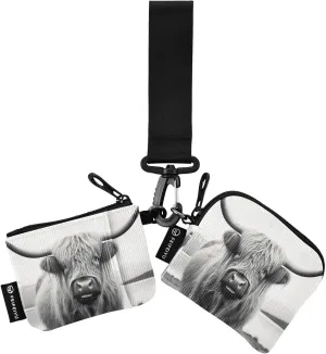 Highland Cow Zip Around Wristlet Wallet for Women Portable Detachable Dual Pocket Keychain Wallet Wrist Wallet