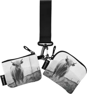 Highland Cow Zip Around Wristlet Wallet for Women Portable Detachable Dual Pocket Keychain Wallet Wrist Wallet