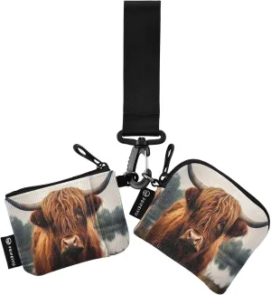 Highland Cow Zip Around Wristlet Wallet for Women Portable Detachable Dual Pocket Keychain Wallet Wrist Wallet