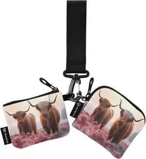 Highland Cow Zip Around Wristlet Wallet for Women Portable Detachable Dual Pocket Keychain Wallet Wrist Wallet