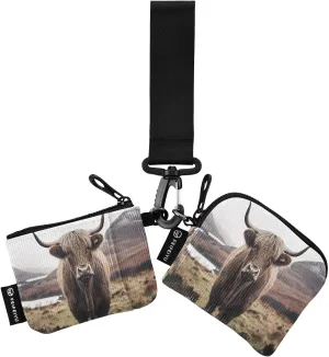 Highland Cow Zip Around Wristlet Wallet for Women Portable Detachable Dual Pocket Keychain Wallet Wrist Wallet