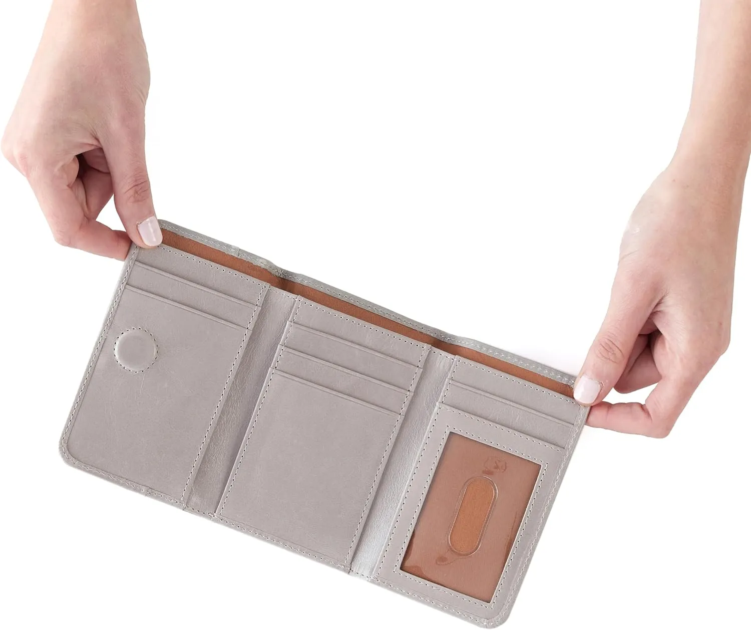 HOBO Jill Trifold Leather Wallet for Women, Snap Closure