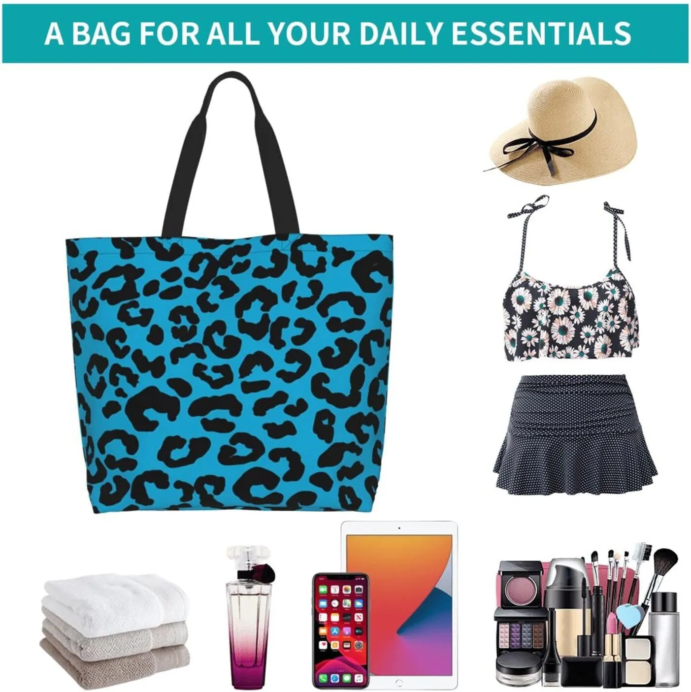 Hot Pinks Zebra Leopard Animal Stripes Women's Tote Bag Large Capacity Single Shoulder Bags Handbag for Shopping Work