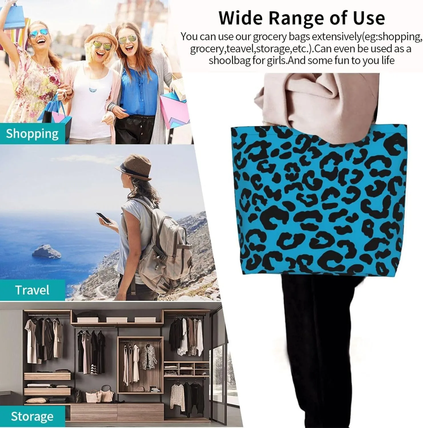 Hot Pinks Zebra Leopard Animal Stripes Women's Tote Bag Large Capacity Single Shoulder Bags Handbag for Shopping Work
