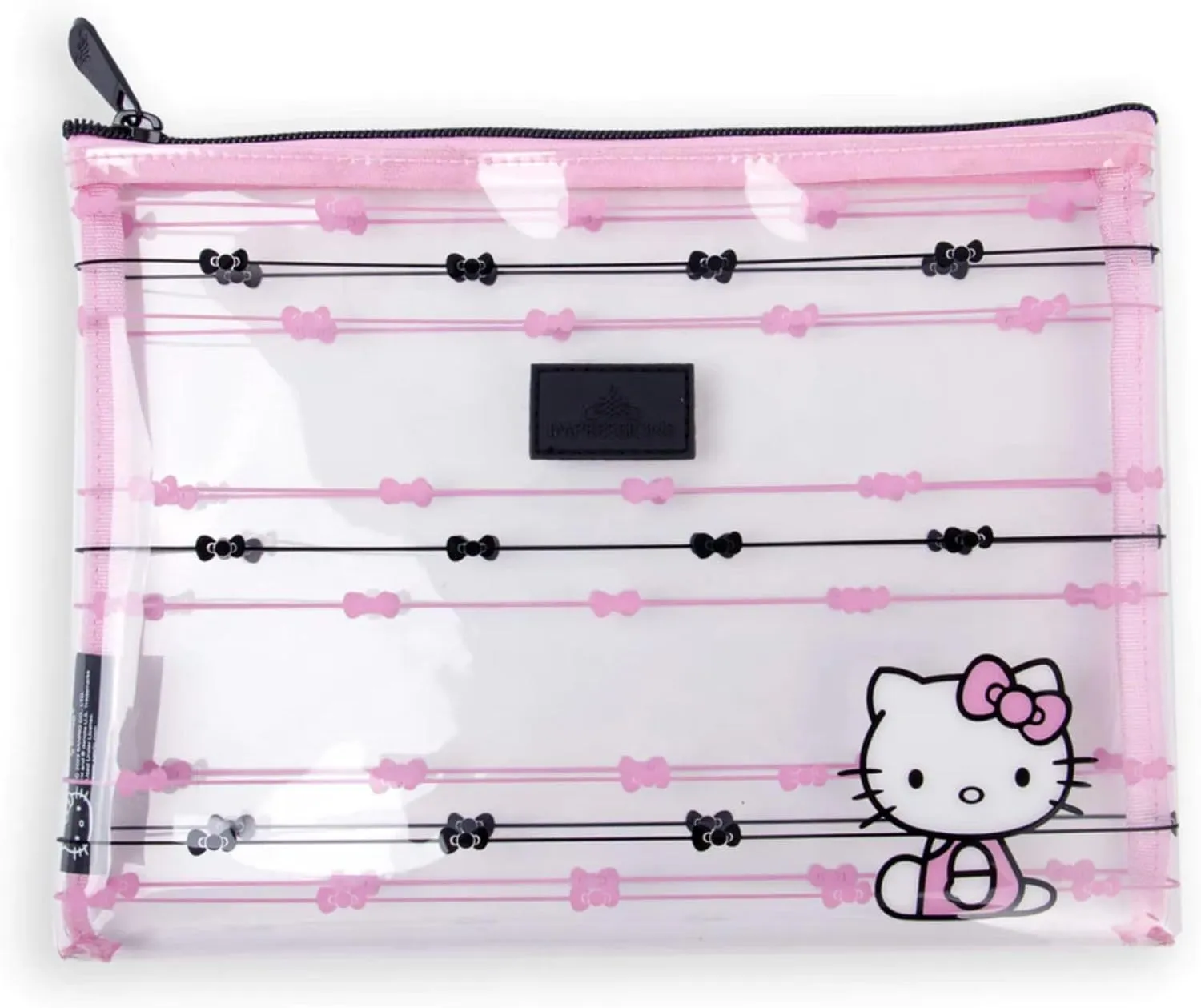 Impressions Vanity Hello Kitty Slim 2 PCs Nested Cute Makeup Pouch Set, Water Resistant Zippered Travel Cosmetic Pouch Bags for Holding Makeup Brushes,Toiletry, and Skincare Accessories (Black)