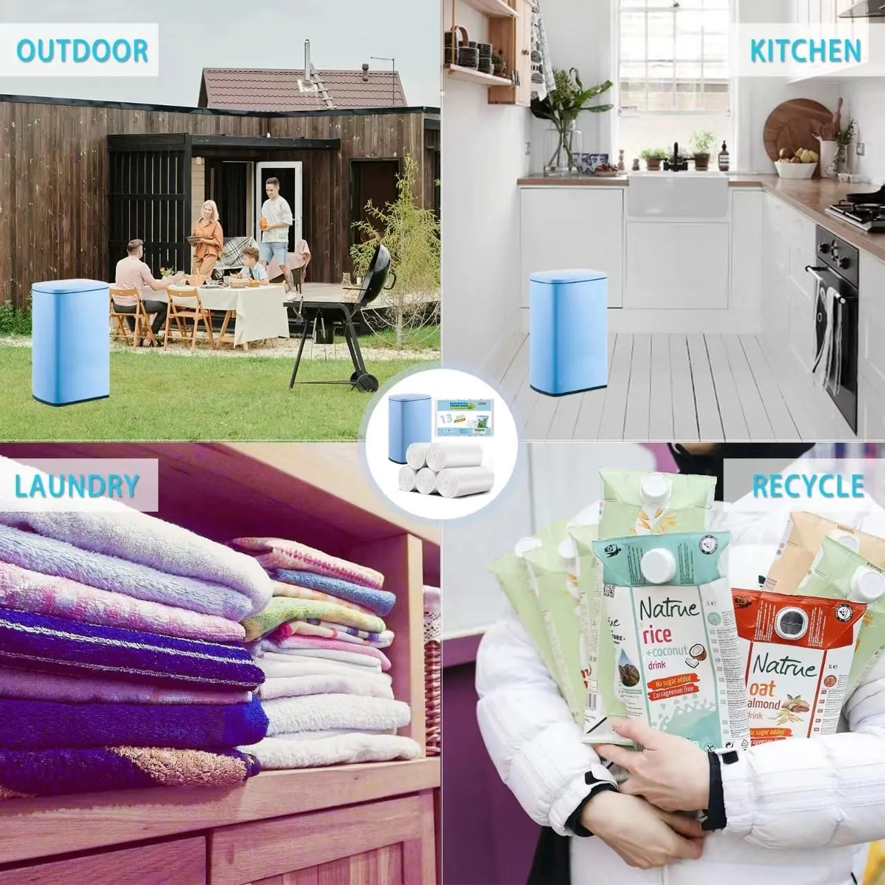 Inwaysin Ultra Strong Tall Kitchen Trash Bags 13 Gallon Garbage Bags, White Bin Liners, 60 Count