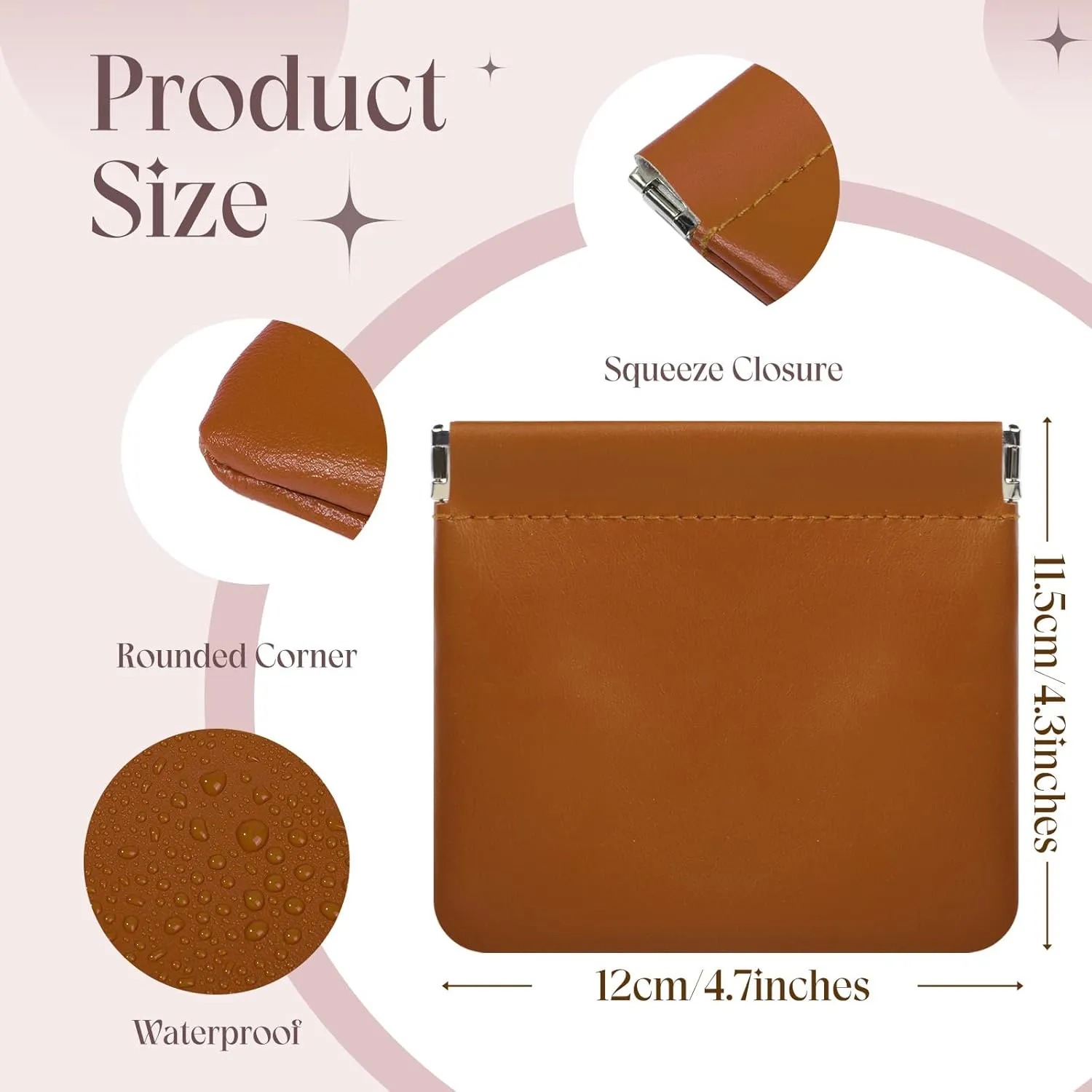 ISKYBOB 4PCS Small Makeup Bag for Purse, Portable Lambskin Pocket Cosmetic Bag Squeeze Top Coin Purse for Women Snap Closure Organizer Pouch Mini Self-Closing Lipstick Pouchic for Travel (Business)