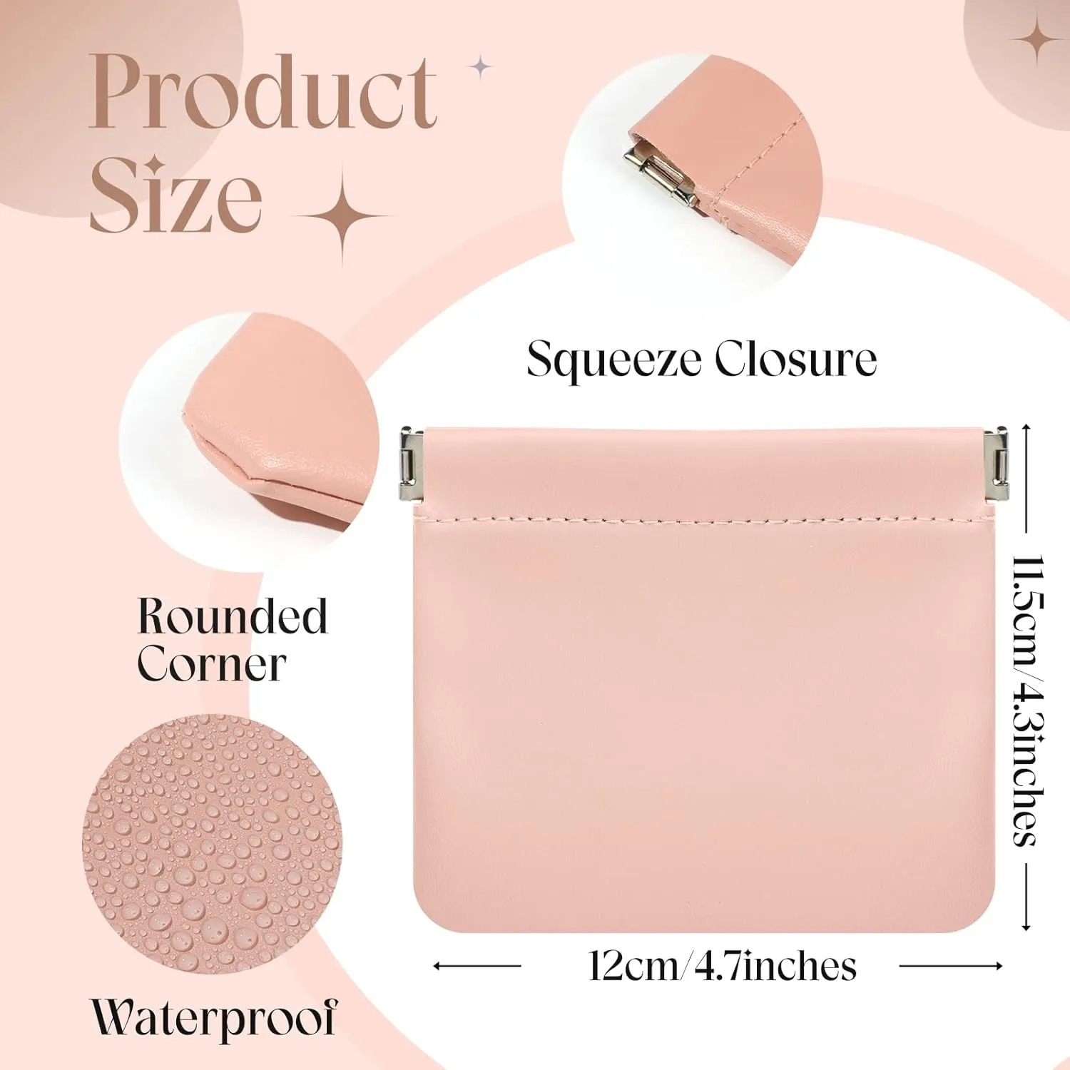 ISKYBOB 4PCS Small Makeup Bag for Purse, Portable Lambskin Pocket Cosmetic Bag Squeeze Top Coin Purse for Women Snap Closure Organizer Pouch Mini Self-Closing Lipstick Pouchic for Travel (Summer)