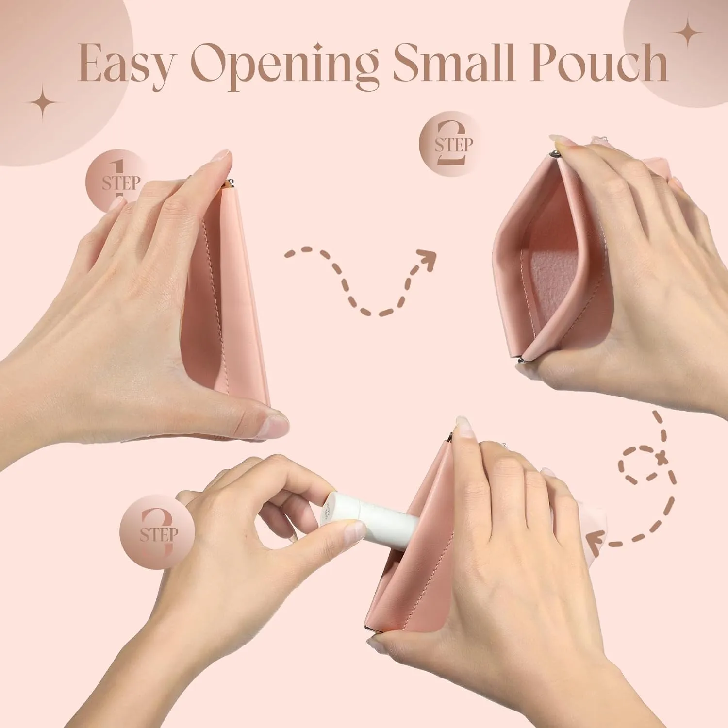 ISKYBOB 4PCS Small Makeup Bag for Purse, Portable Lambskin Pocket Cosmetic Bag Squeeze Top Coin Purse for Women Snap Closure Organizer Pouch Mini Self-Closing Lipstick Pouchic for Travel (Summer)