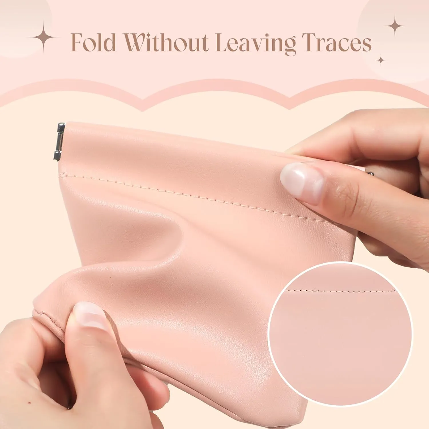 ISKYBOB 4PCS Small Makeup Bag for Purse, Portable Lambskin Pocket Cosmetic Bag Squeeze Top Coin Purse for Women Snap Closure Organizer Pouch Mini Self-Closing Lipstick Pouchic for Travel (Summer)