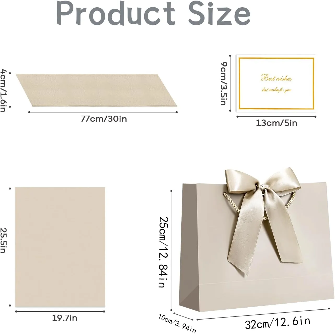 JMANNI Gift Bag, 1PCS Gift Bags Large with Ribbon and 1 Greeting Cards 2 Tissue Paper, Portable Paper Gift Bag with Handles, Birthday Gift Bags,Present Bags for Wedding Party Mothers Day