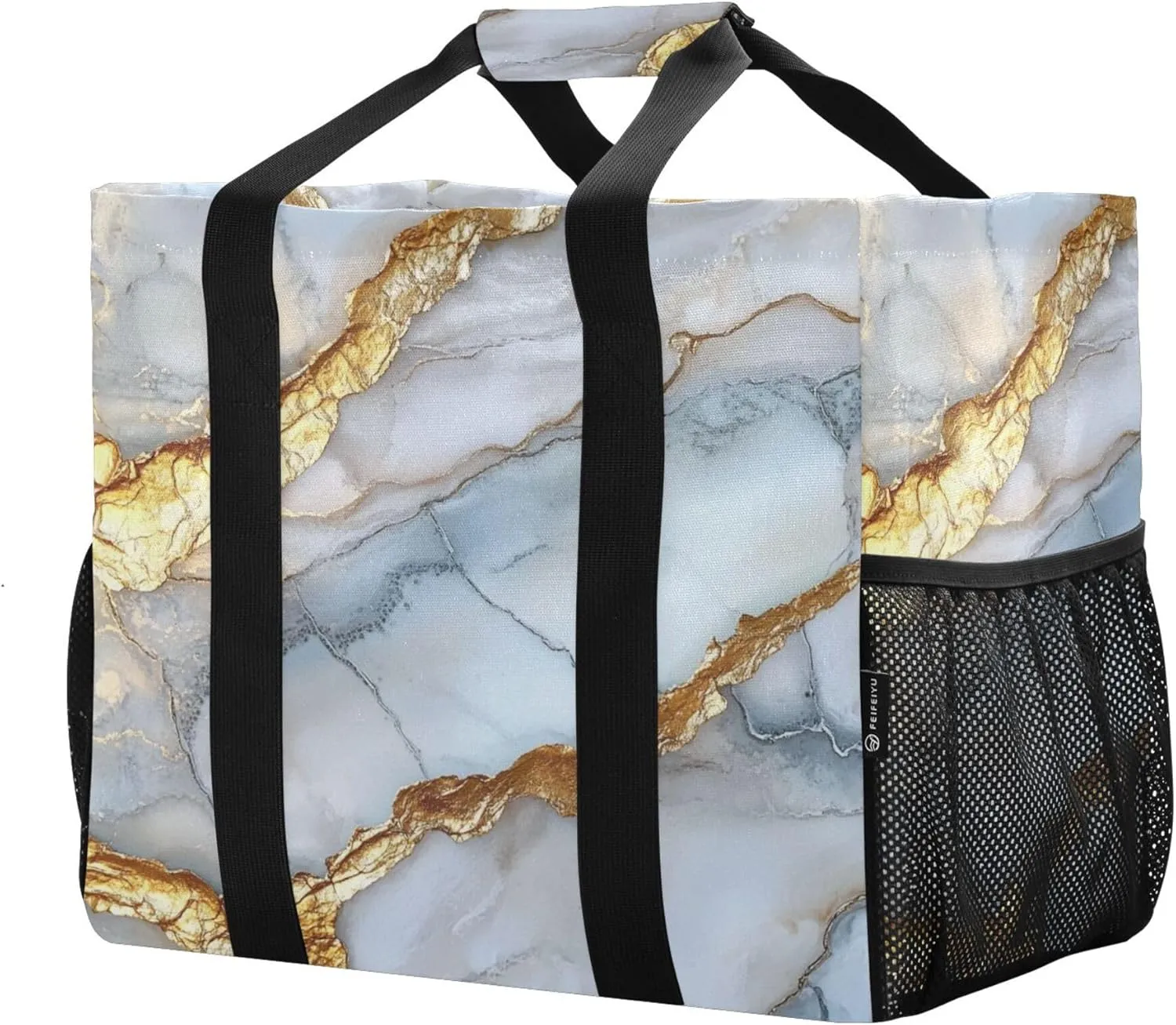 KLL Utility Beach Tote with Handles Collapsable With Compartments Reuseable Shopping Bags