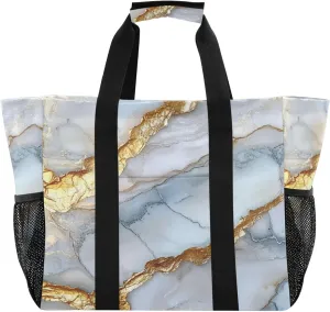 KLL Utility Beach Tote with Handles Collapsable With Compartments Reuseable Shopping Bags
