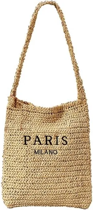 Large Beach Bag for Women, Handmade Woven Straw Beach Tote Bag Summer Handbags Weaving Travel Bag Shopping Tote