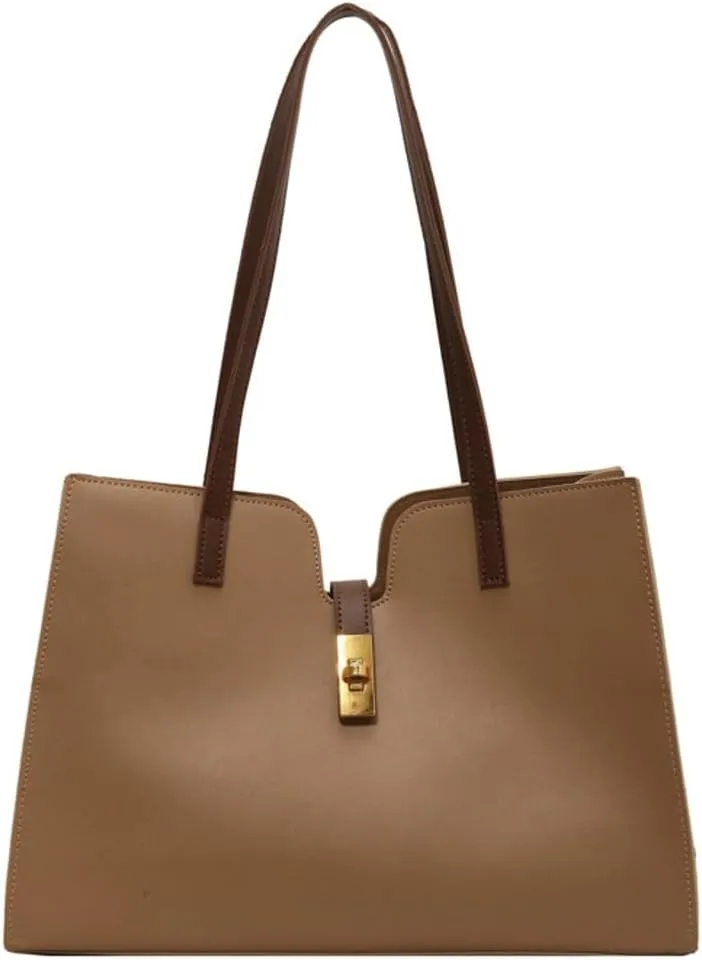 Large Capacity Working Tote Bag for Women Casual Vegan Leather Shoulder Purses Buckle Top Handle Handbag Satchels