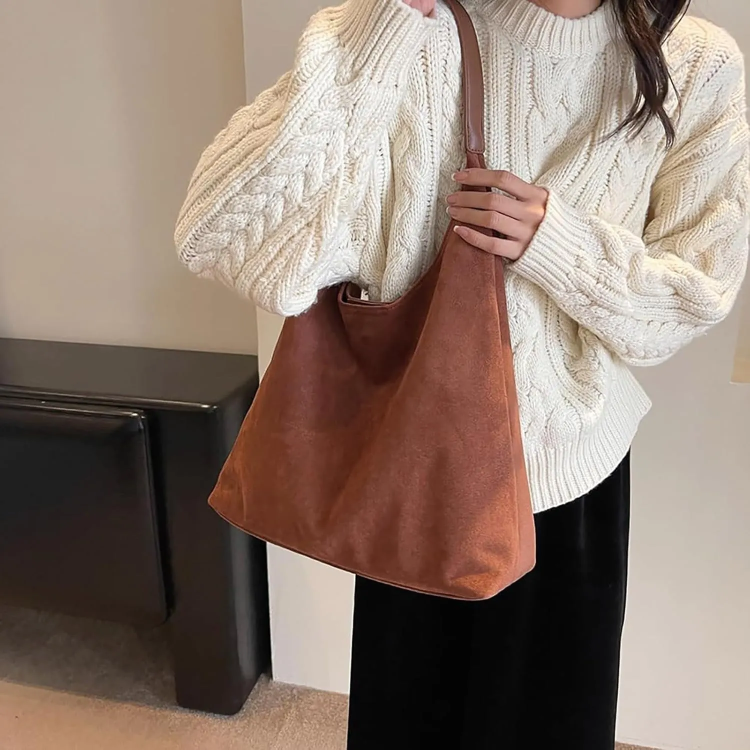 Large Messenger Bag Tote Bags For Women Work Bags Suede Slouchy Bag Handbag Tote Handbag