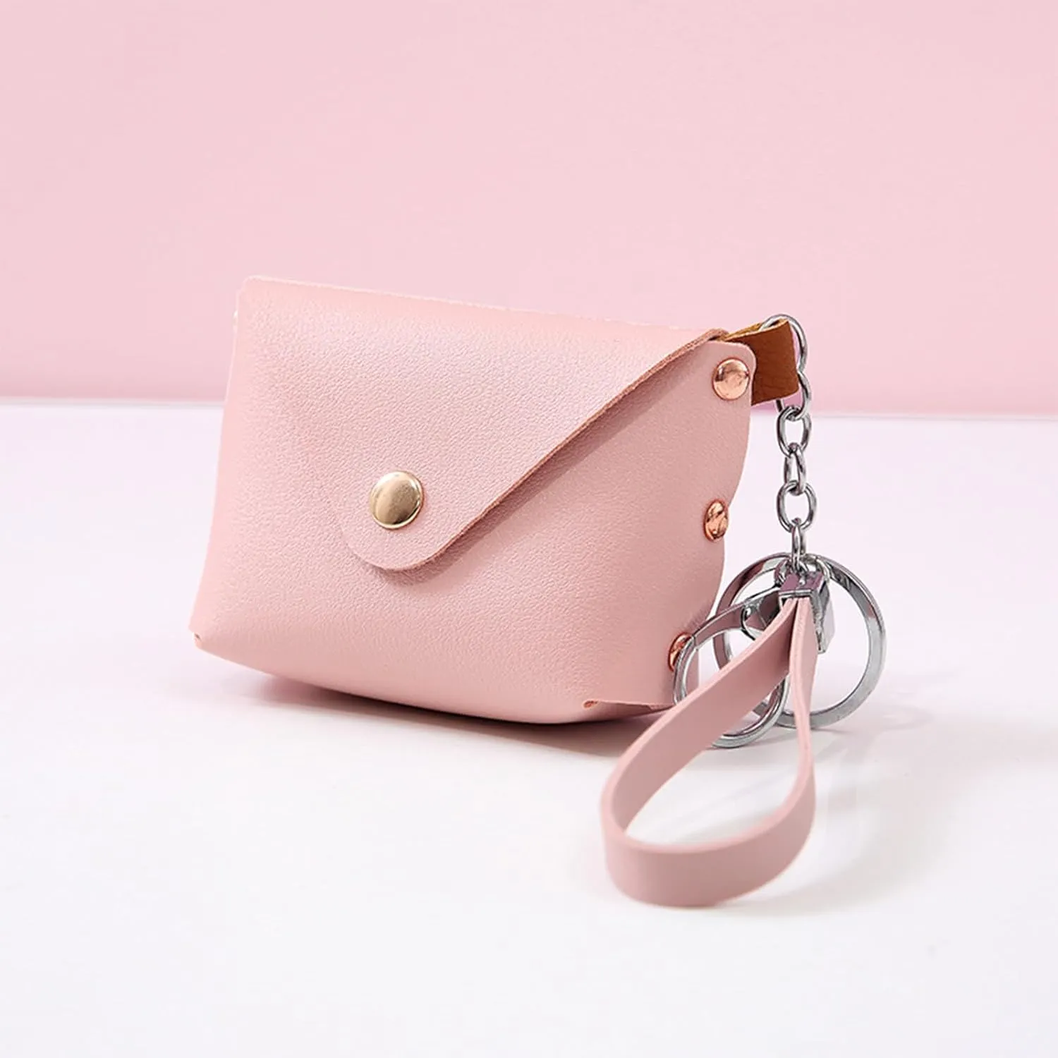 Leather Change Purse for Women Pouches Convenient Keychain Wristlet Card Holder Small Coin Bag PU Wallet