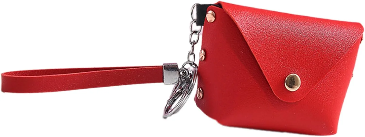 Leather Change Purse for Women Pouches Convenient Keychain Wristlet Card Holder Small Coin Bag PU Wallet