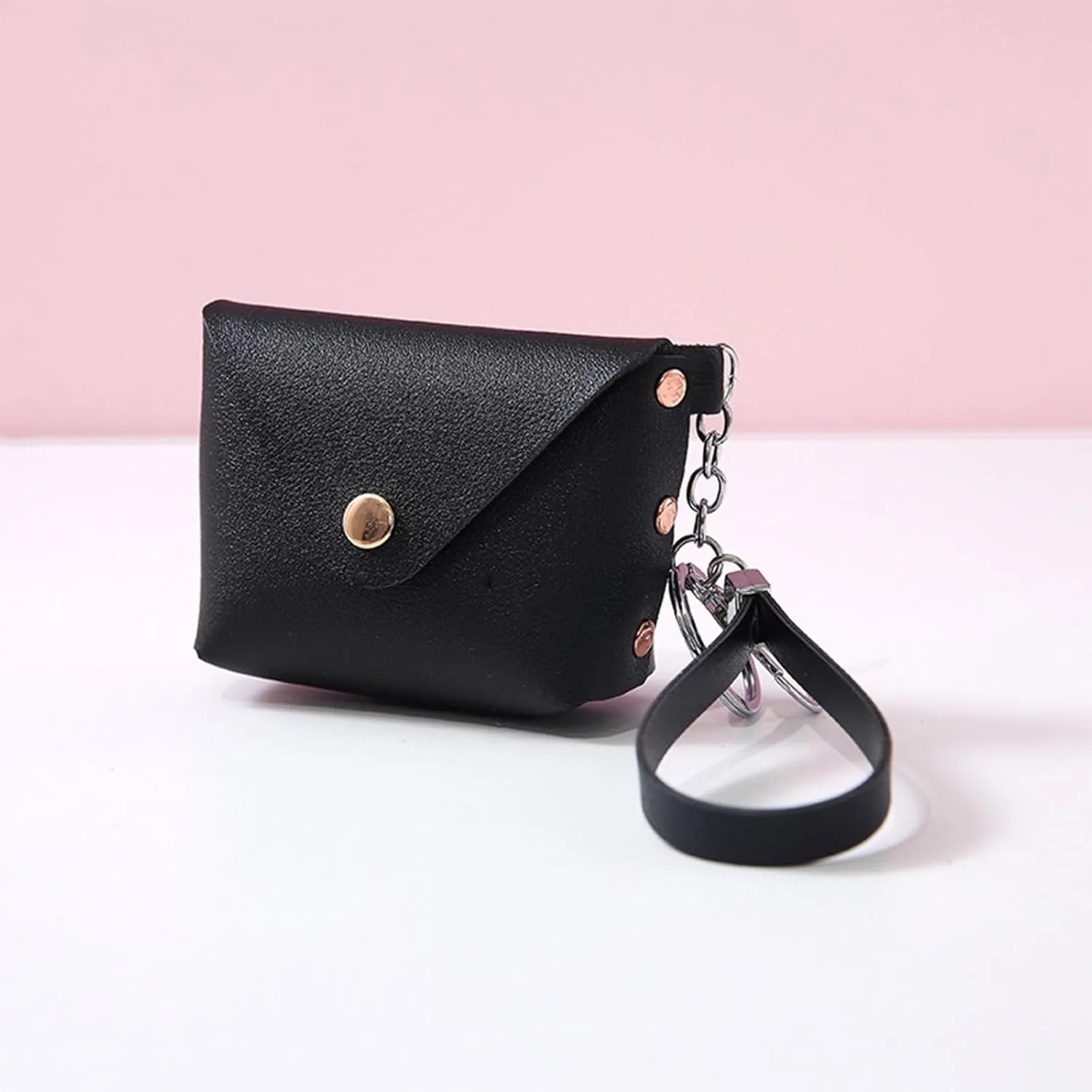 Leather Change Purse for Women Pouches Convenient Keychain Wristlet Card Holder Small Coin Bag PU Wallet