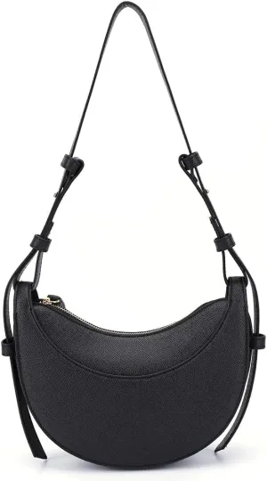 Leather Crescent Bag for Women Hobo Sling Crossbody Bag Purse Retro Shoulder Handbag Solid Saddle Bag Dumpling Bag