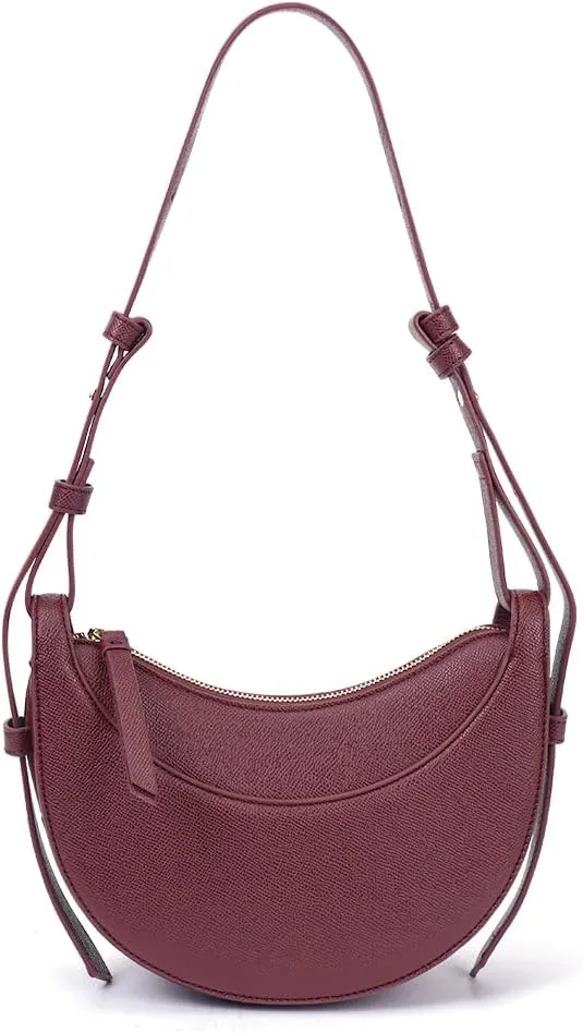 Leather Crescent Bag for Women Hobo Sling Crossbody Bag Purse Retro Shoulder Handbag Solid Saddle Bag Dumpling Bag