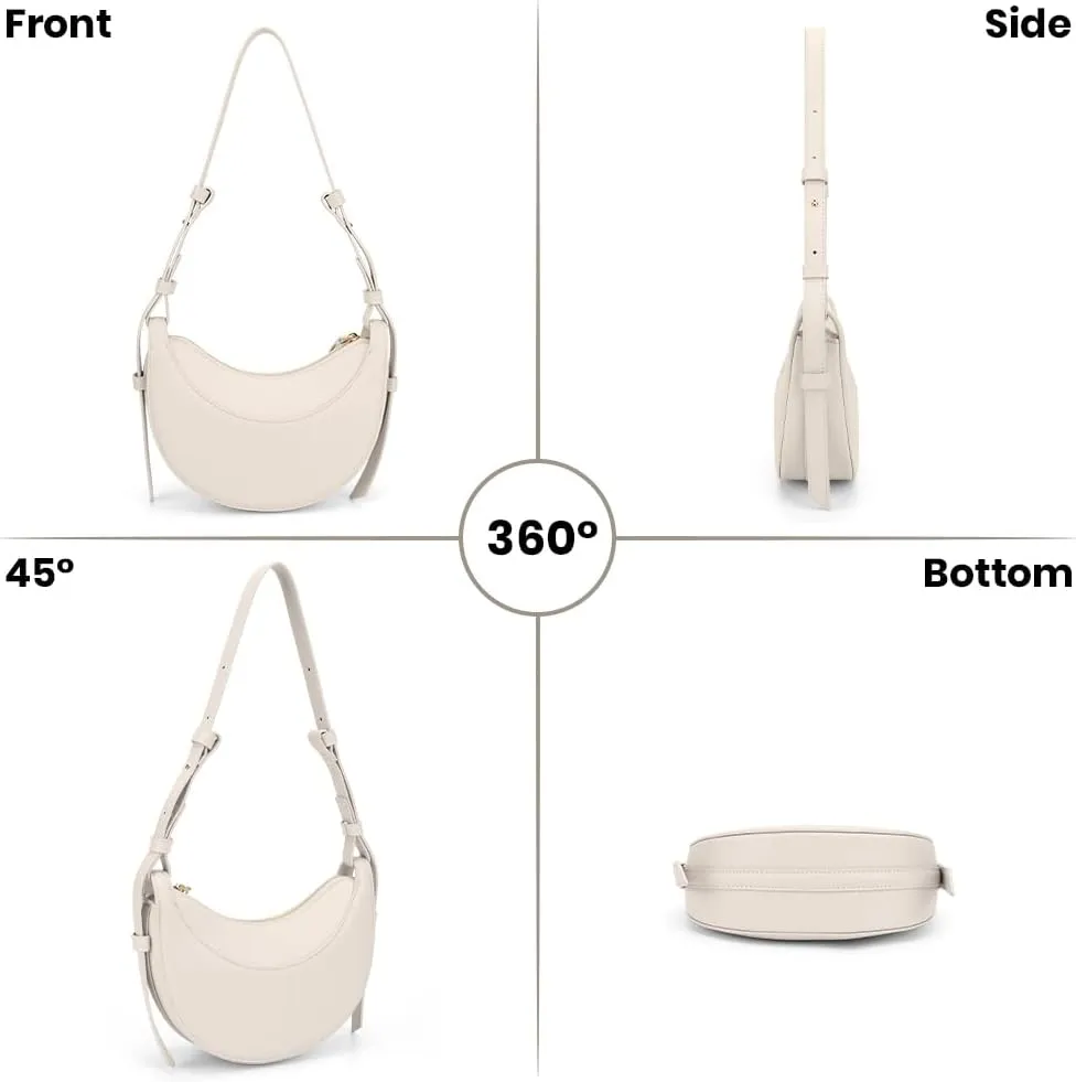 Leather Crescent Bag for Women Hobo Sling Crossbody Bag Purse Retro Shoulder Handbag Solid Saddle Bag Dumpling Bag
