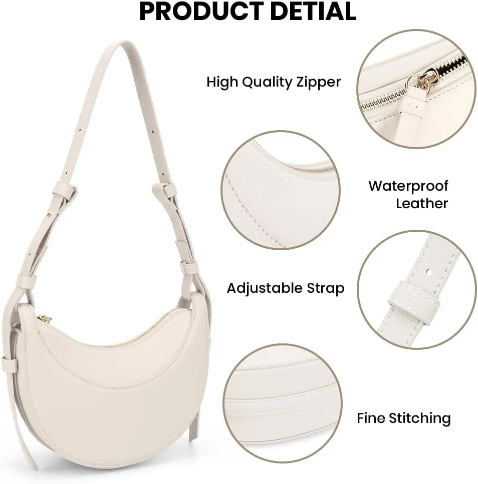 Leather Crescent Bag for Women Hobo Sling Crossbody Bag Purse Retro Shoulder Handbag Solid Saddle Bag Dumpling Bag