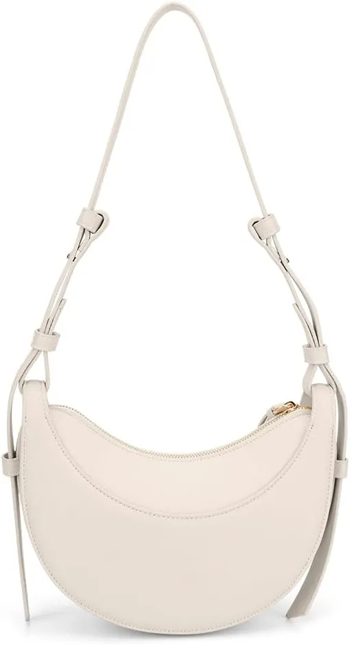 Leather Crescent Bag for Women Hobo Sling Crossbody Bag Purse Retro Shoulder Handbag Solid Saddle Bag Dumpling Bag