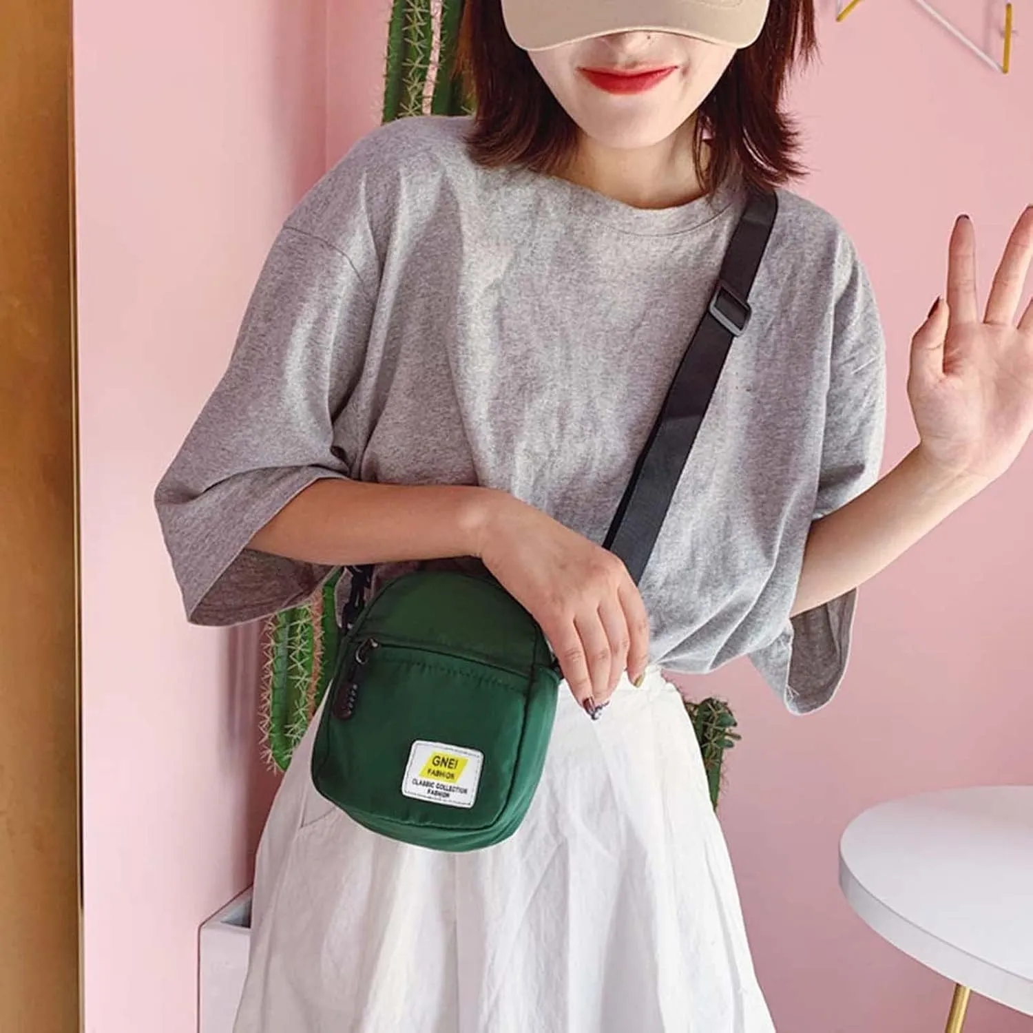 Leather Shoulder Bag for Women 2022 New Korean Fashion Simple Casual One Shoulder Crossbody Nylon (Green, One Size)