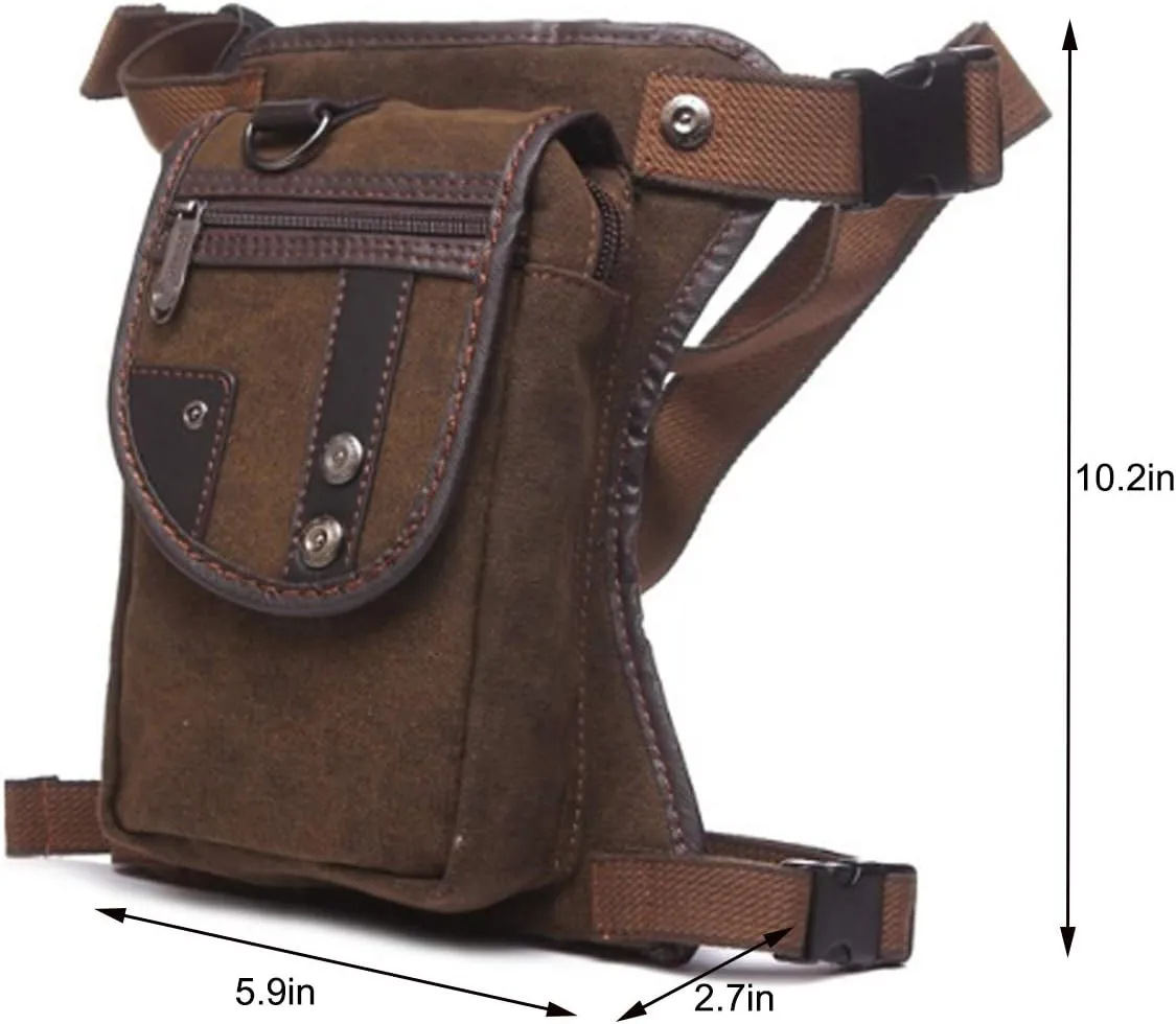 Leg Bag Waist Packs Outdoor Motorcycle Costume Pouches Durable Canvas Multi-Pocket, Blue, One Size