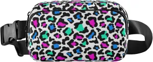 Leopard Multicolored Spots Belt Bag for Women Men Fanny Pack Small Waist Pouch Crossbody Bags for Outdoor Hiking Running Travel