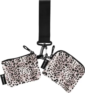Leopard Print Zip Around Wristlet Wallet for Women Portable Detachable Dual Pocket Keychain Wallet Wrist Wallet