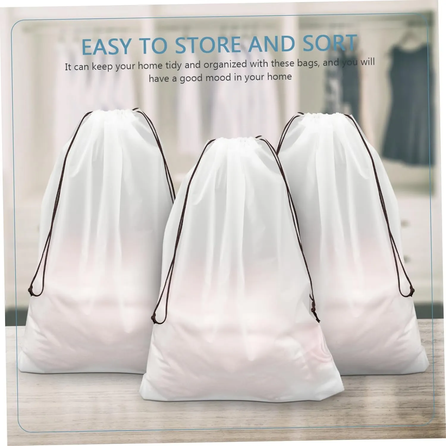 LIFKOME Eva Drawstring Bags 10pcs Travel Clothing Storage Organizing Pouches Home and Dorm Use