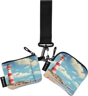 Lighthouse Zip Around Wristlet Wallet for Women Portable Detachable Dual Pocket Keychain Wallet Wrist Wallet