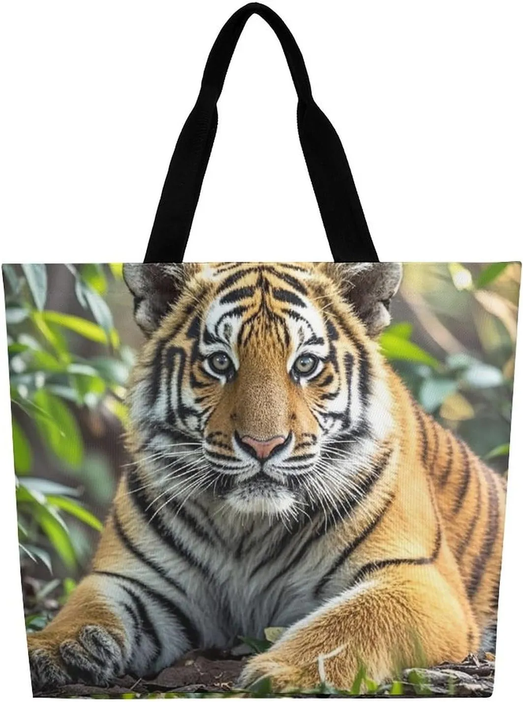 Lion Sticks Out Tongue Beach Bag Reusable Tote Bag Foldable Grocery Bags Women Shopping Bags for Daily Essentials