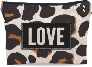 Love Leopard Print Makeup Bag Cosmetic Bags for Women, Valentine's Day Gifts Small Makeup Cosmetic Bag for Purse, Love Gifts for Women Her Girlfriend