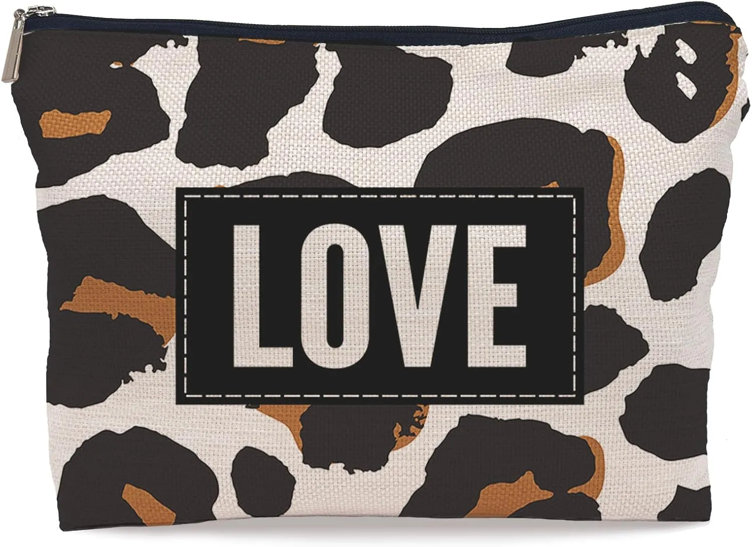 Love Leopard Print Makeup Bag Cosmetic Bags for Women, Valentine's Day Gifts Small Makeup Cosmetic Bag for Purse, Love Gifts for Women Her Girlfriend