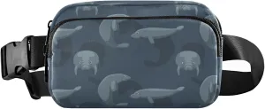 Manatee Grey Animal Belt Bag for Women Men Fanny Pack Small Waist Pouch Crossbody Bags for Outdoor Hiking Running Travel