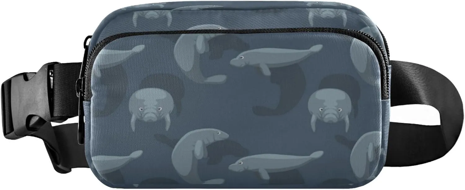 Manatee Grey Animal Belt Bag for Women Men Fanny Pack Small Waist Pouch Crossbody Bags for Outdoor Hiking Running Travel