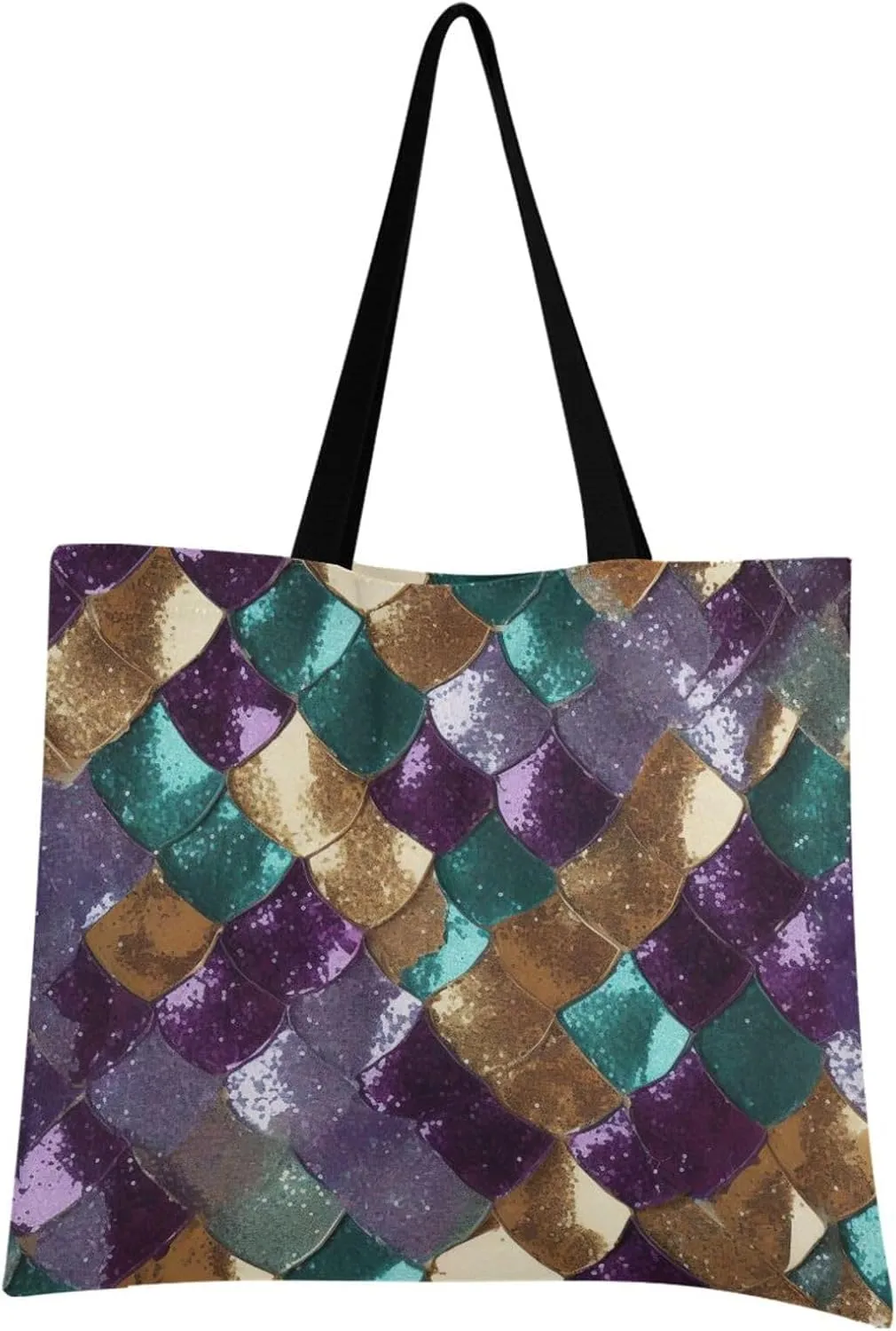 Mardi Gras Tote Bag for Women Girl Canvas Shoulder Handbags Reusable Grocery Bags Large Purse with Inner Pocket 214a5029