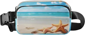 MCHIVER Beach Starfish Fanny Pack for Women Men Crossbody Belt Bag Fashion Waist Packs Purse with Adjustable Strap Dupes for Cycling Running Hiking