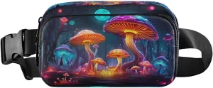 MCHIVER Neon Mushroom Fanny Pack for Women Men Crossbody Belt Bag Fashion Waist Packs Purse with Adjustable Strap Waist Pouch for Running Hiking Cycling