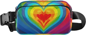 MCHIVER Rainbow Hearts Diamond Fanny Pack for Women Men Crossbody Belt Bag Fashion Waist Packs Purse with Adjustable Strap Hip Bag for Running Hiking Cycling