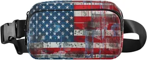 MCHIVER Vintage Old American Flag Fanny Pack for Women Men Crossbody Belt Bag Fashion Waist Packs Purse with Adjustable Strap Bumbags for Cycling Running Hiking