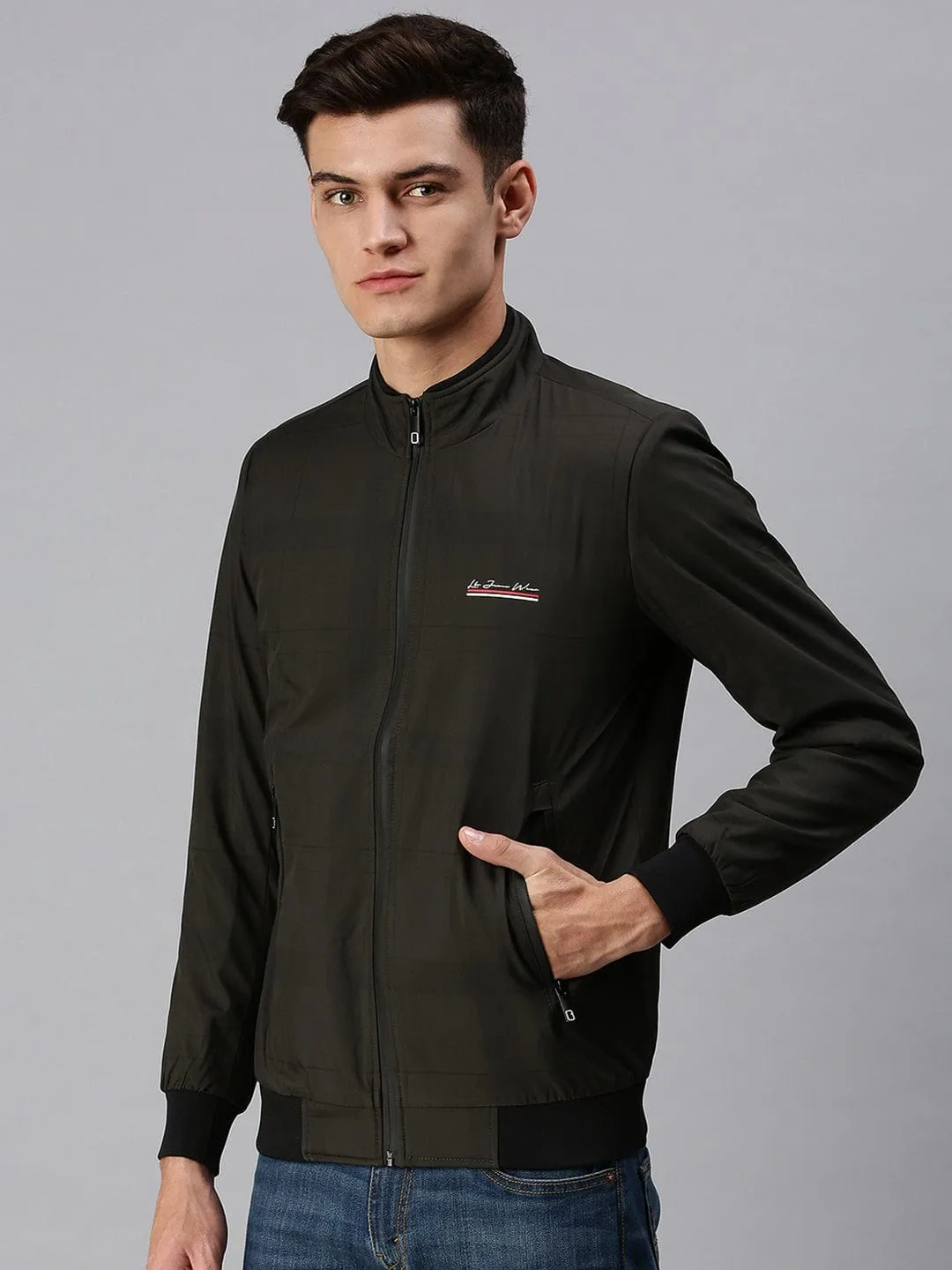 Men Checked Green Sporty Jacket