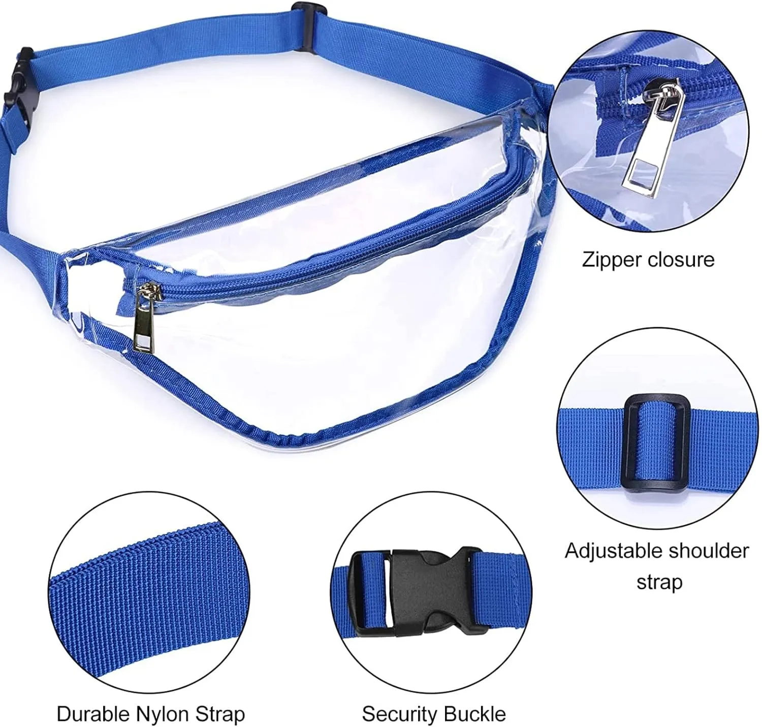 Men Shoulder Bags Waist Bag Clear Fanny Pack Women Small Clear Waist Bags Cute Waist Pack With (Blue, One Size)