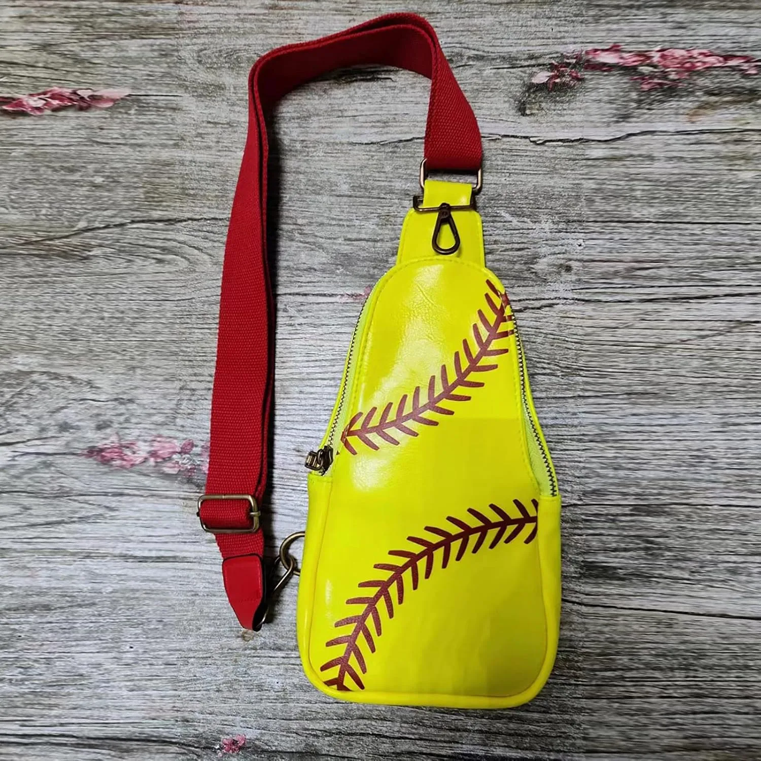 Men Women Baseball Shoulder Bag Chest Bag Sports Baseball Messenger Bags Messenger Satchel Bags for (Yellow, One Size)
