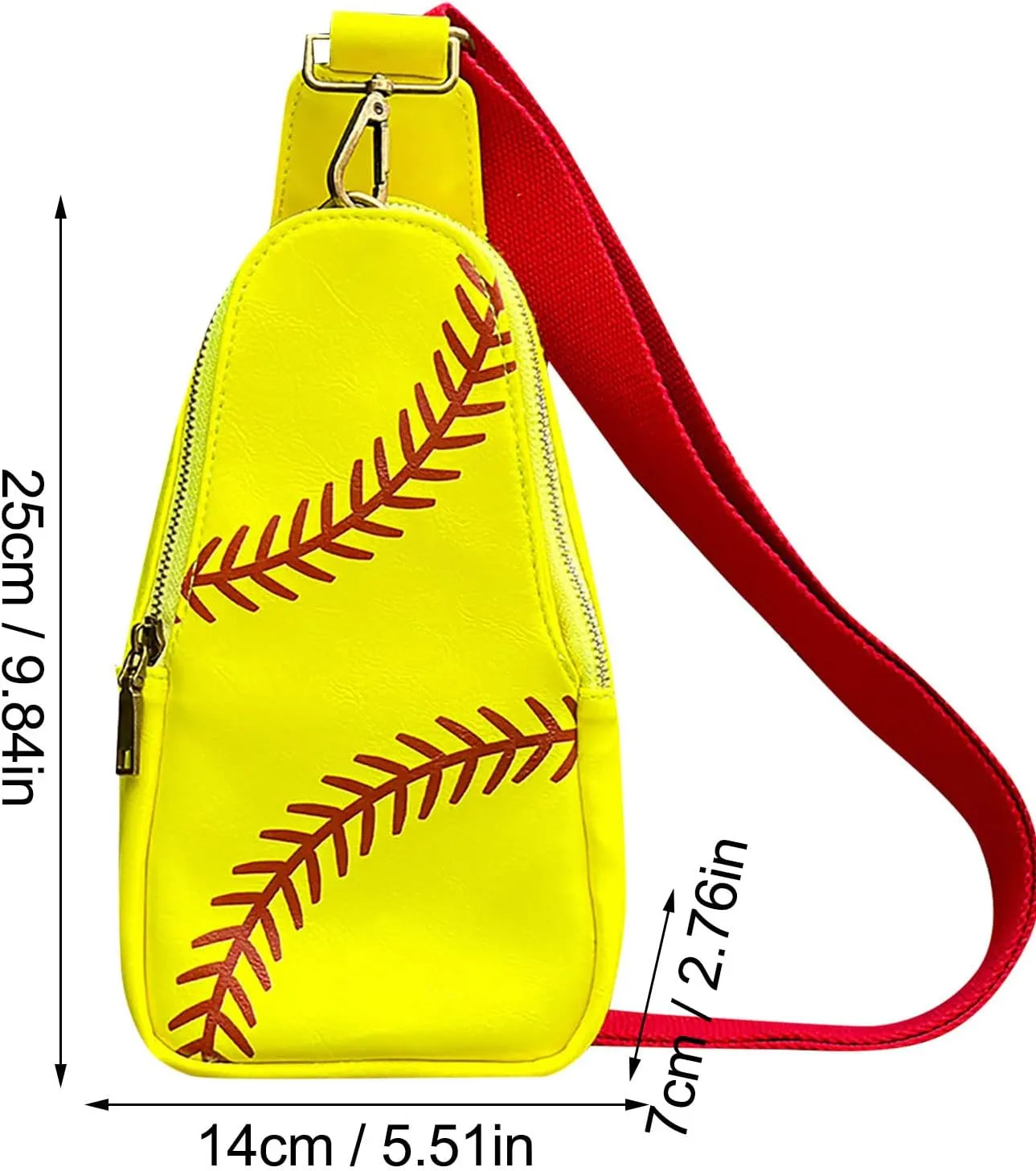 Men Women Baseball Shoulder Bag Chest Bag Sports Baseball Messenger Bags Messenger Satchel Bags for (Yellow, One Size)